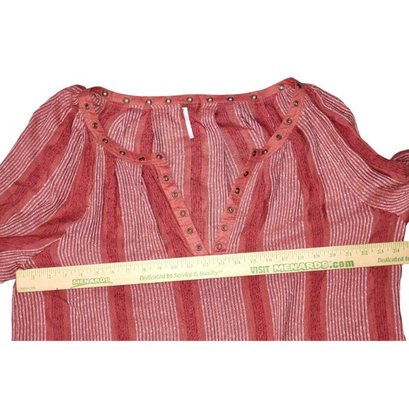 Free People Against All Odds Grommet Long Sleeve Balloon Sleeve Blouse Medium - Picture 5 of 13